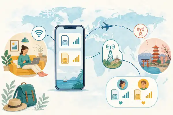Как eSIM подключает смартфон к сети во время путешествия