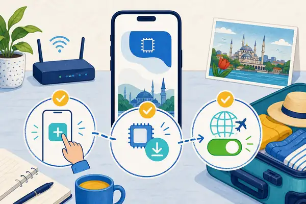 Пошаговая установка eSIM на смартфон перед поездкой в Турцию