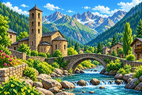 Пиксельная иллюстрация: Андорра
