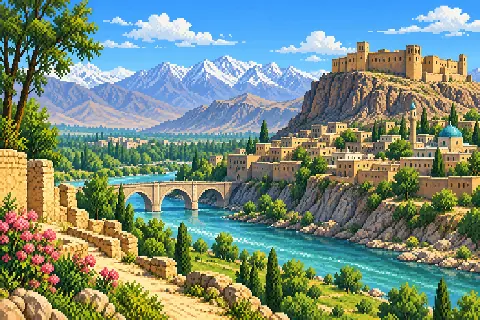Пиксельная иллюстрация: Афганистан