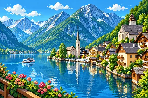Пиксельная иллюстрация: Австрия