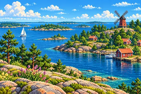 Пиксельная иллюстрация: Аландские о-ва