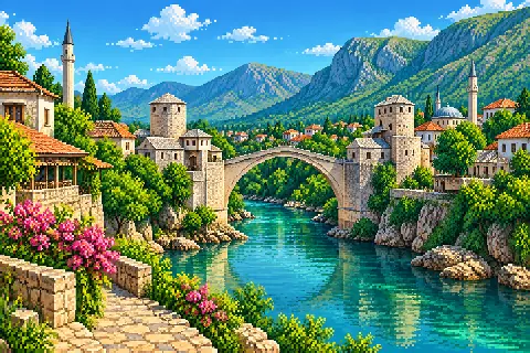 Пиксельная иллюстрация: Босния и Герцеговина