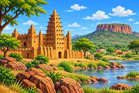 Пиксельная иллюстрация: Буркина-Фасо