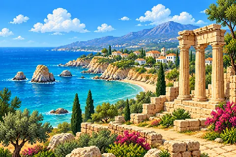 Пиксельная иллюстрация: Кипр