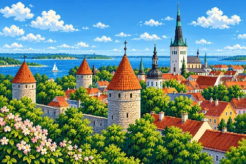 Пиксельная иллюстрация: Эстония
