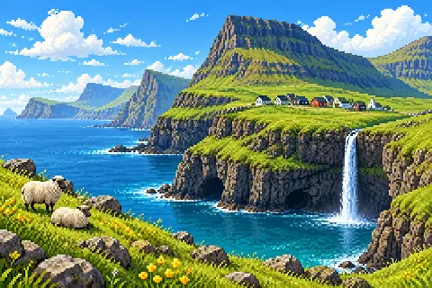 Пиксельная иллюстрация: Фарерские о-ва