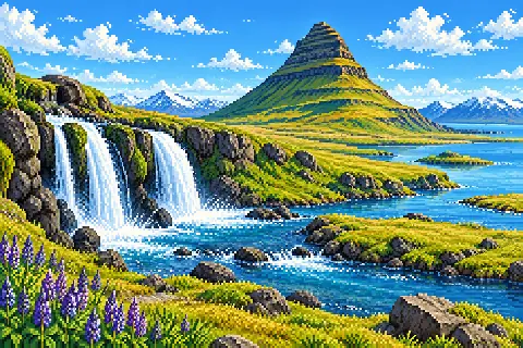 Пиксельная иллюстрация: Исландия