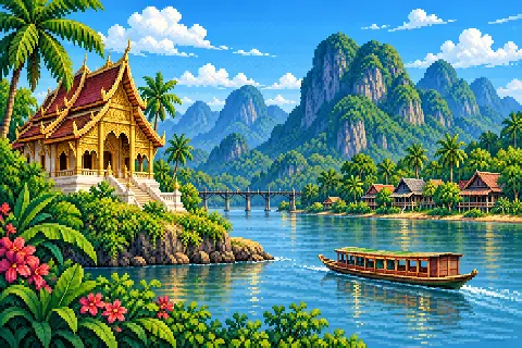 Пиксельная иллюстрация: Лаос