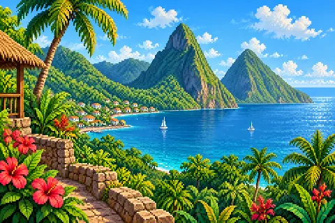 Пиксельная иллюстрация: Сент-Люсия