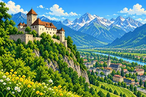 Пиксельная иллюстрация: Лихтенштейн