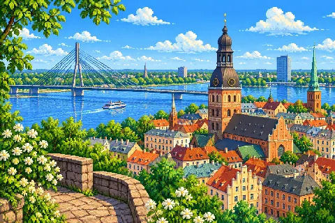 Пиксельная иллюстрация: Латвия