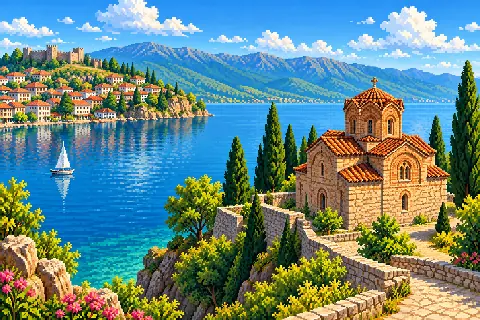 Пиксельная иллюстрация: Северная Македония