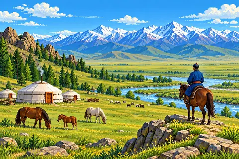 Пиксельная иллюстрация: Монголия