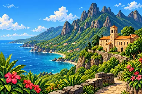 Пиксельная иллюстрация: Монтсеррат