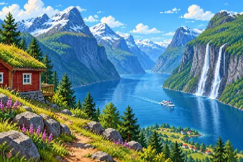 Пиксельная иллюстрация: Норвегия