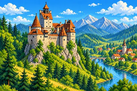 Пиксельная иллюстрация: Румыния