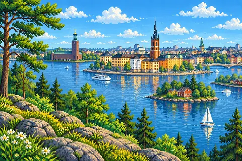 Пиксельная иллюстрация: Швеция