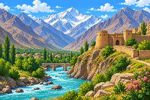 Пиксельная иллюстрация: Таджикистан