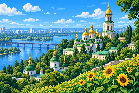 Пиксельная иллюстрация: Украина